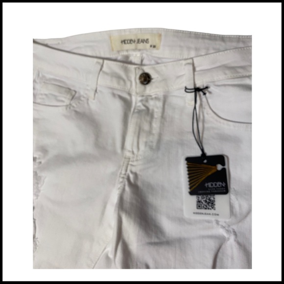 NWT HIDDEN JEANS DISTRESSED WHITE BOYFRIEND SLIM - Picture 5 of 7